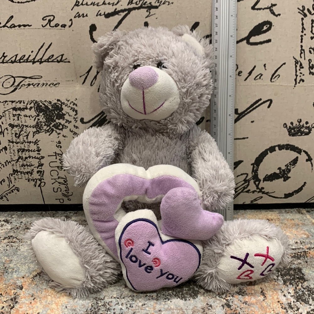 Stuffed toy “I love you” Teddy Bear; 26cm sitting; Good Condition